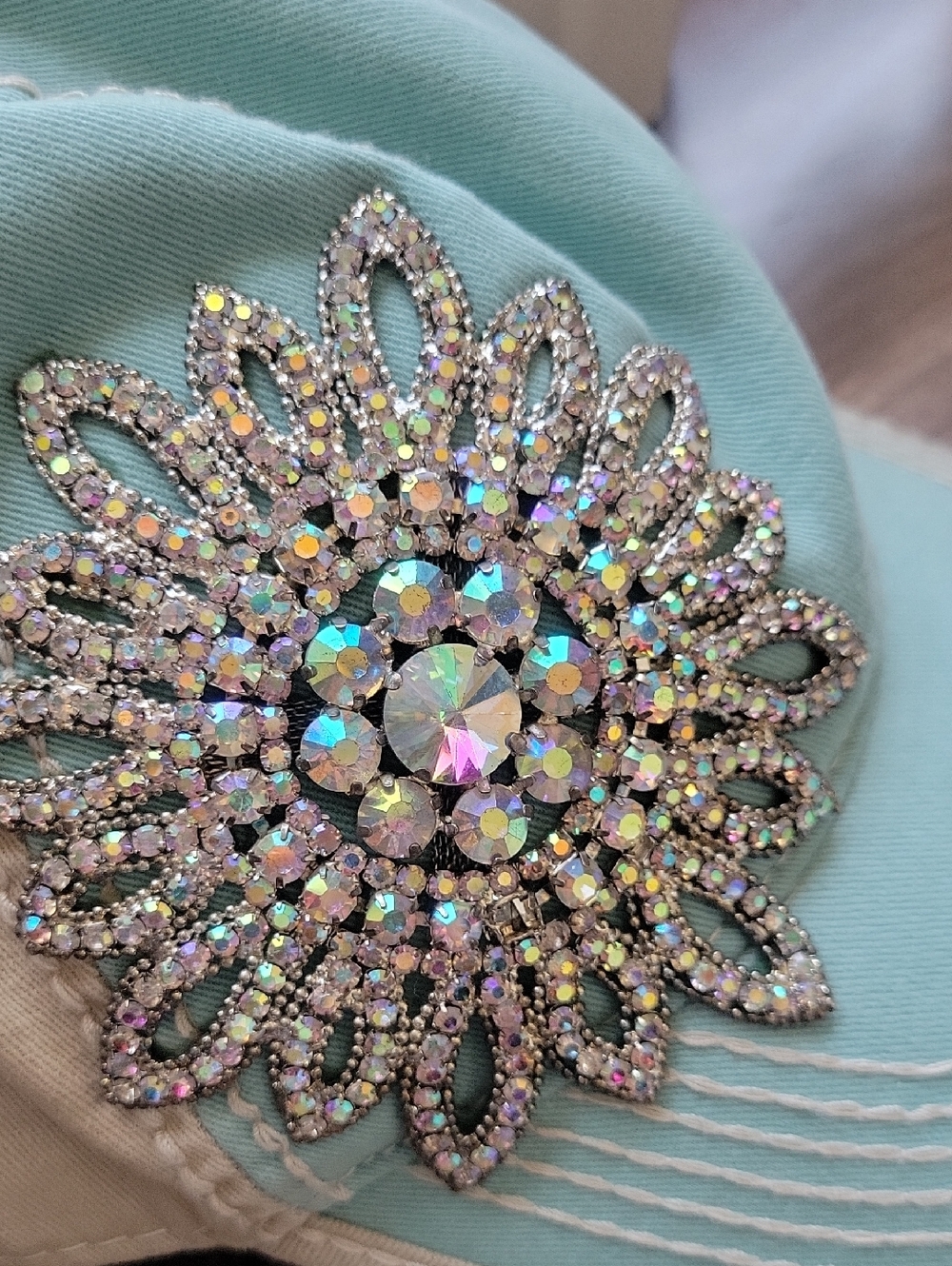 Olive & Pique Large Rhinestone Flower Baseball Cap - Picture 5 of 13